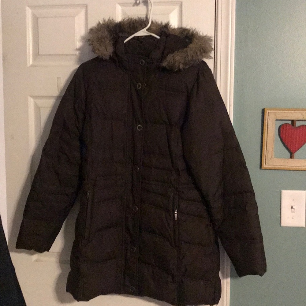 Eddie Bauer’s brown jacket